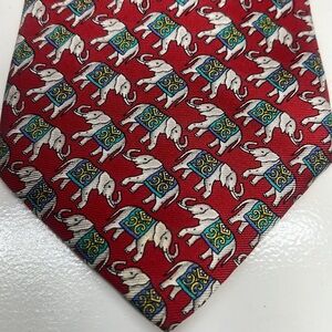 Elliotts & H. Stockton Atlanta Elephants & Red Silk Tie